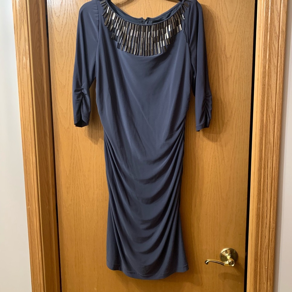 Elegant Gray Ruched Dress